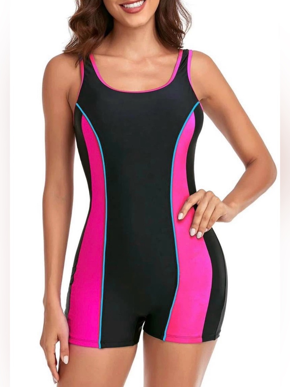 NEW Women's Athletic Boyleg One Piece Swimsuits Sport Bathing Suit - Size Small